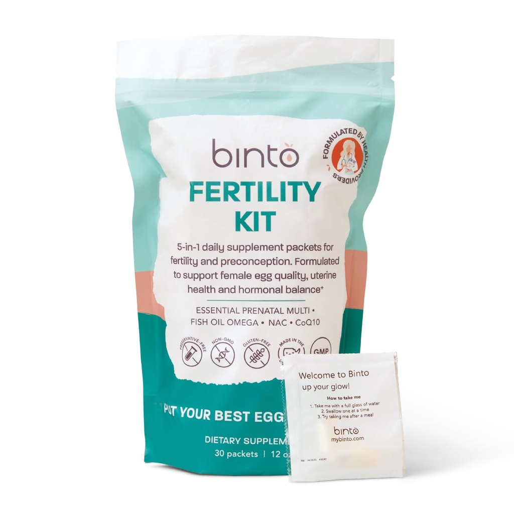 Binto Women’s Fertility Kit – Supports Egg Health, Reproductive Wellness – Includes CoQ10, NAC, and Fish Oil