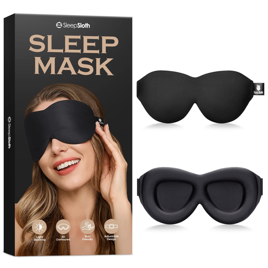 Sleep Mask for Side Sleepers, 3D Contoured Eye Mask for Sleeping, Soft Memory Foam Eye Cover with Adjustable Strap, No Pressure on Eyes, Travel Sleep Mask for Men Women, Shift Work & Naps