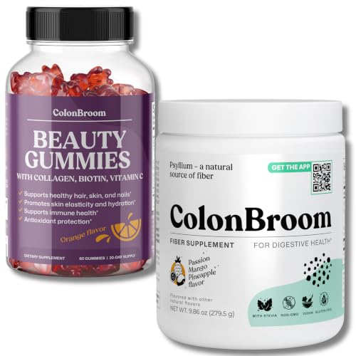 ColonBroom Tropical Fiber Powder + Biotin & Collagen Gummies Bundle