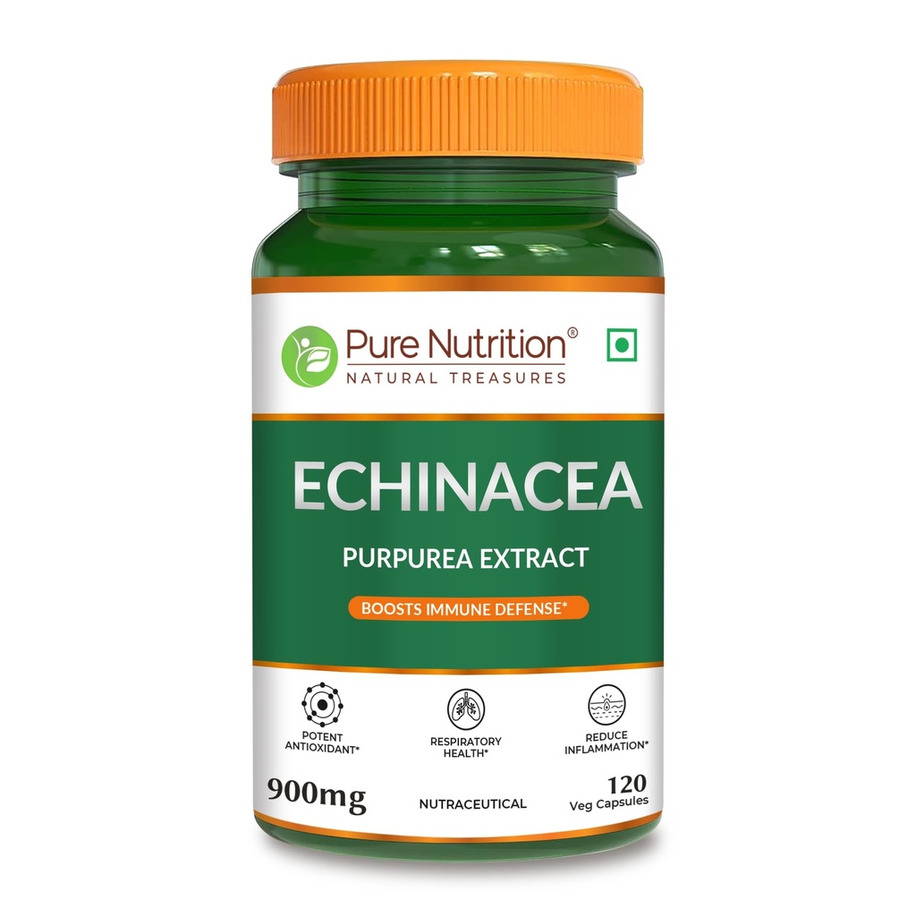 Pure Nutrition Echinacea Capsules - 120 Veg Caps | Powerful Antioxidant & Immune Booster | Natural Support for Immune Defense & Respiratory Health | Anti-Inflammatory Properties for Overall Wellness