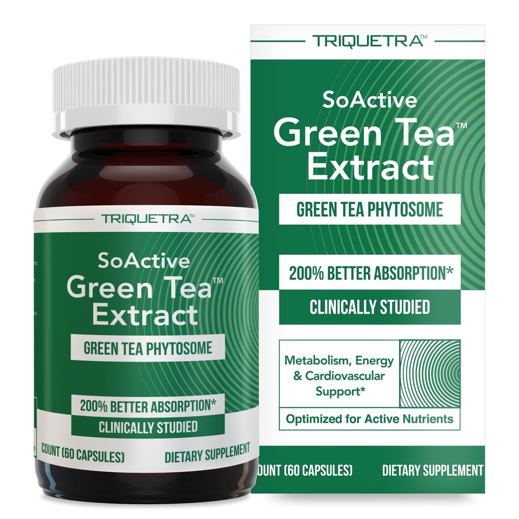 SoActive Green Tea™ Extract - Clinically Studied Green Tea Phytosome - Up to 200% Better Absorption & Bioavailability - Clinically Validated Dose - Supports Metabolism & Weight Management - 60 Caps