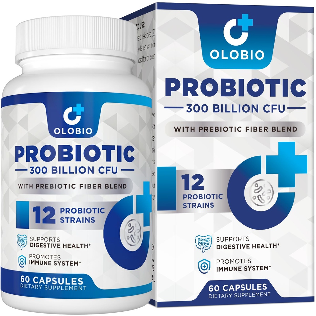 300 Billion CFU Probiotic, 12 Strains with 3 Organic Prebiotics, Probiotics for Women and Men, Daily Supplement for Digestive, Immune, Gut & Bloating Health, Shelf Stable, Vegan, 60 Counts