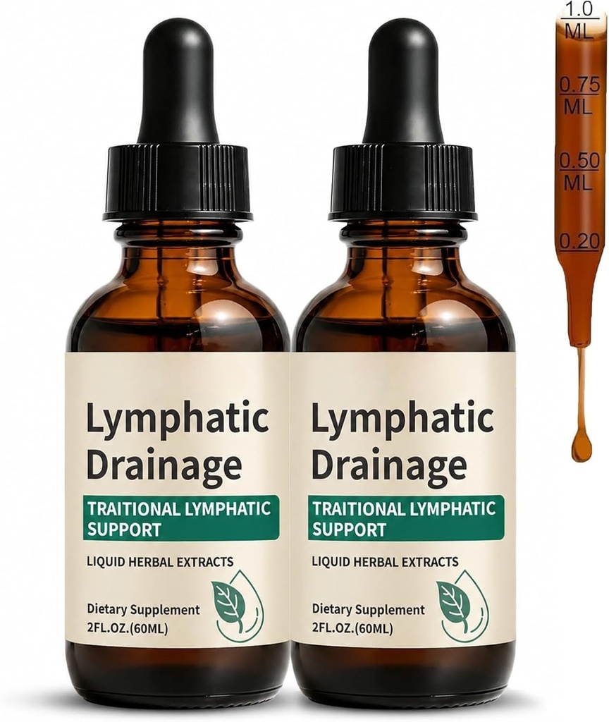 Nabhi Lymphatic Drainage Drops 2 fl oz (60ml) | 2000mg Herbal Blend with Elderberry, Echinacea & Dandelion | Supports Lymphatic Wellness, Immune System Natural Detox Daily Herbal Wellness Men & Women (Pack of 2)