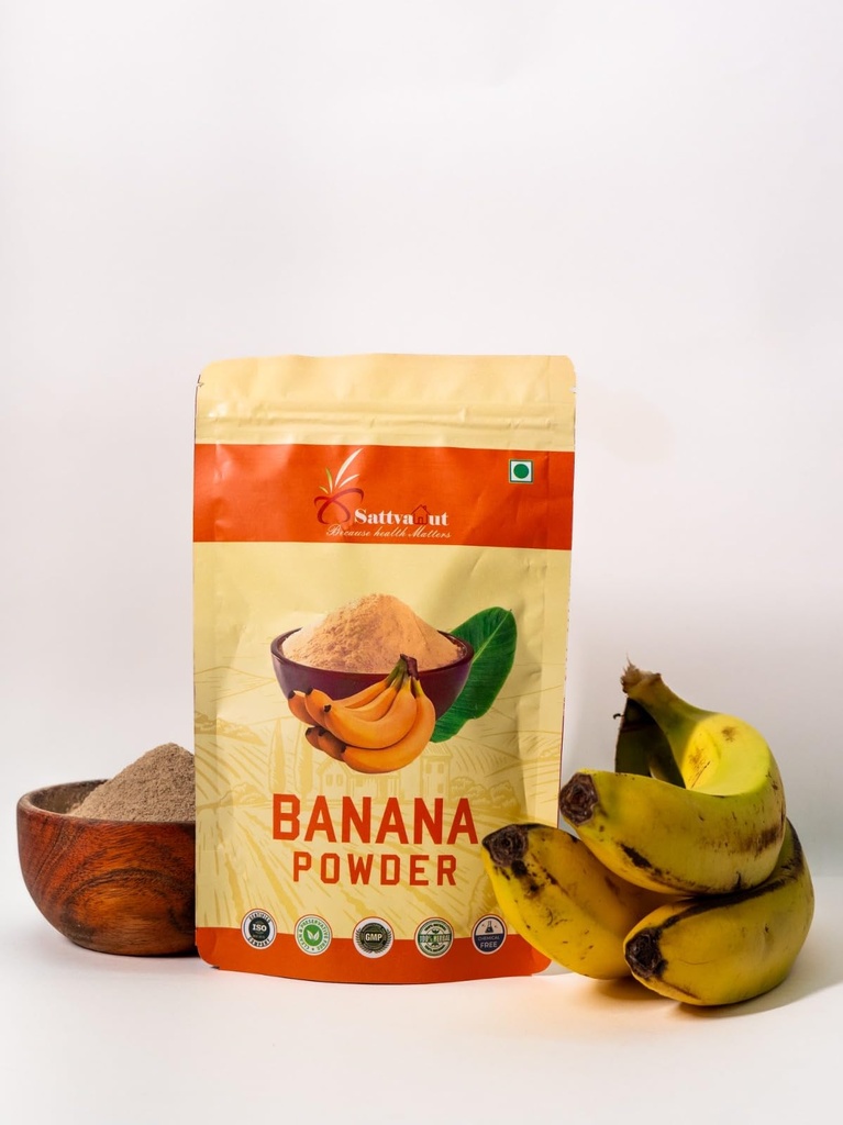 SATTVAHUT Banana Powder 100g | 100% Natural Raw Banana Powder | Rich in Dietary Fibre | No Added Sugar | Easy to Mix | Smoothies, Baking & Healthy Recipes