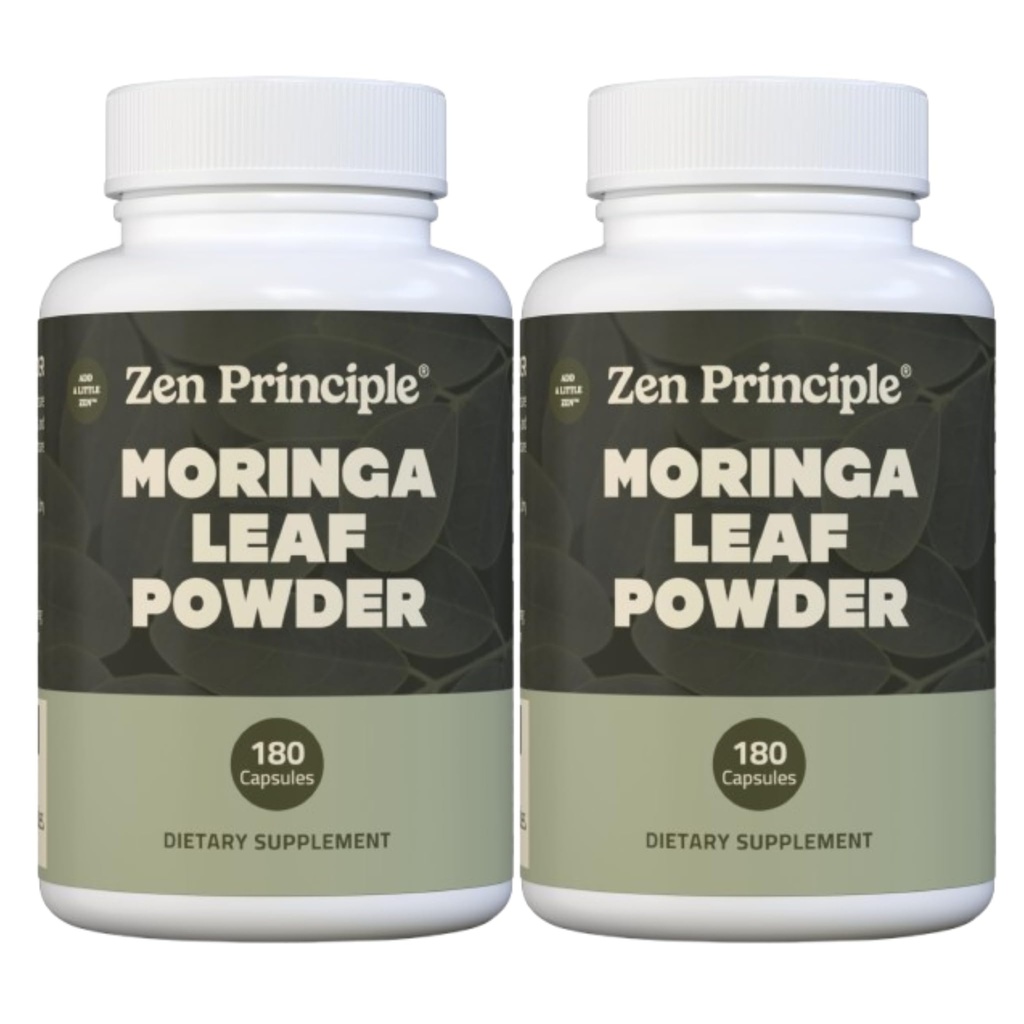 Zen Principle Organic Moringa Oleifera. Ultra-Premium. Provides an All Natural Energy Boost and Multi-Vitamin. A Raw Superfood, Vegan, No GMO and Gluten Free. 360 Capsules.