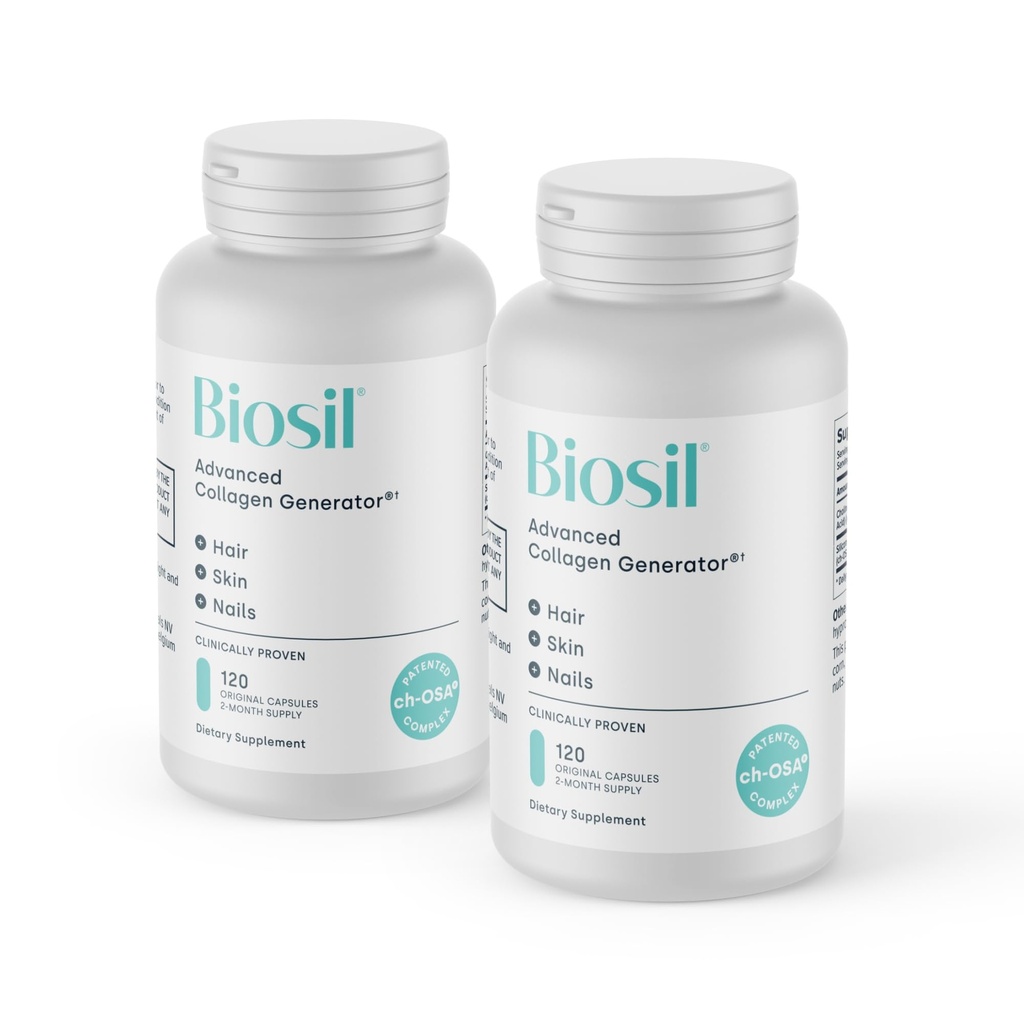 Biosil Collagen Booster Supplement - 120 Original Capsules, Pack of 2 - Patented ch-OSA Activator for Skin, Hair, Nails & Joints - Supports Natural Production - 120-Day Supply
