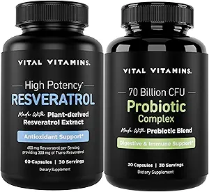 Vital Vitamins Resveratrol Capsules + Probiotic Complex