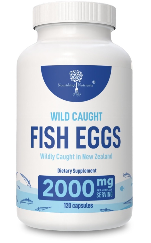 Wild Caught Fish Eggs 2,000mg - Omega 3-6-9, EPA & DHA Support 120 Capsules | Omega 3 Supplement for Eye, Brain Health, Supports Immunity, Bones and Teeth, Mood Support with Omega 3-6-9 Fish Egg Capsules