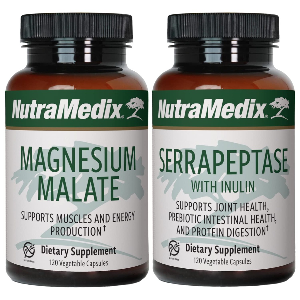 NutraMedix Fitness Plan Supplement Bundle - Includes Magnesium Malate for Energy & Athletic Support and Serrapeptase for Joint & Mobility Wellness - Fitness Support Supplements -2-Piece Capsule Set
