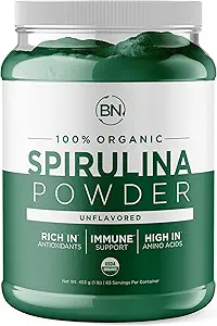 Spirulina Powder Organic 1lb -129 Servings 3.5g Serving Size - USDA Certified - RAW Nutrient Dense Over 70% Protein Per Serving - Purest Source Vegan Protein - Superfood