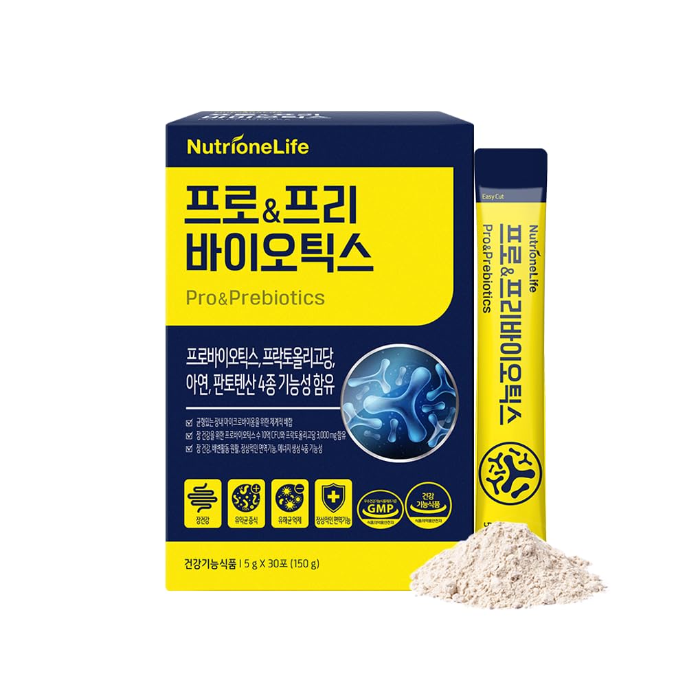 Pre&Pro Biotics, 1Billion CFU, Powder Type Korea Probiotics, Multi-Strain Probiotic Blend, Supports Digestive Wellness, Contains Zinc and Pantothenic Acid