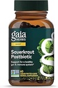 Gaia Herbs Sauerkraut Postbiotic - Natural Gut Health & Immune Support Supplement - Made with Fermented Sauerkraut - Free from Dairy, Soy & Gluten - 60 Vegan Capsules (30 Servings)