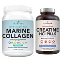 AMANDEAN Premium Creatine HCl & Marine Collagen Bundle. USA-Made CON-CRET. Wild-Caught Hydrolyzed Fish Collagen Peptides. Anti-Aging Longevity. Support Recovery, Lean Muscle, Healthy Skin.