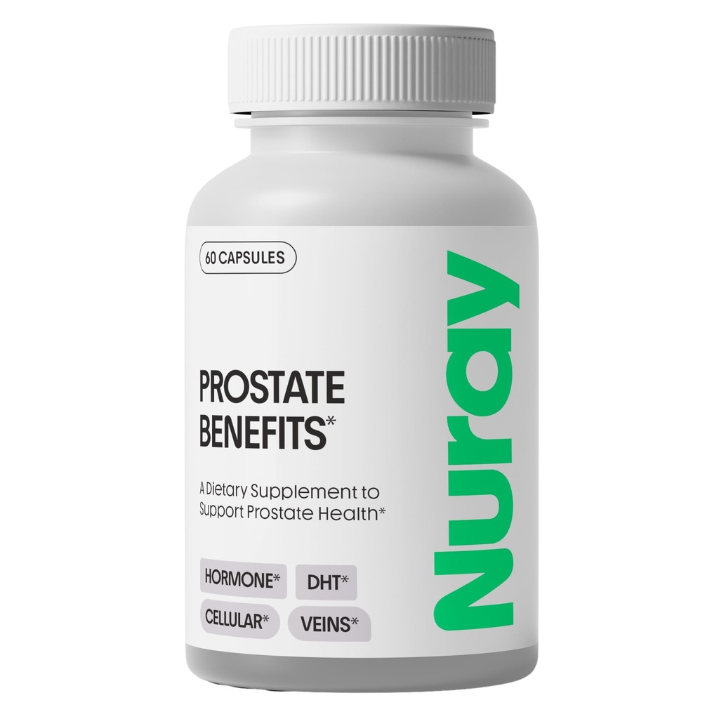 Nuray Prostate Support Supplement for Men and Women | Saw Palmetto, Vitamin C, Vitamin E, Zinc, Stinging Nettle & Alpha Lipoic Acid, 60 Vegetarian Capsules