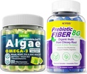 Vegan Omega 3 Gummies 1000mg + Prebiotic Fiber Gummies for Adults 8g