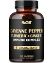 210 Pills - Cayenne Pepper Capsules Organic with Turmeric, Ginger, Immune Support Complex as Elderberry, Echinacea, Garlic Bulb - Digestion, Heart Health & Body Management