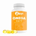 Zippi Omega 3-6-7-9 Camelina Softgels - Plant Based Omega 3-6-7-9 Fatty Acid Supplement. Helps to Support Brain, Liver, Cardiovascular, Immunity and Joint Function