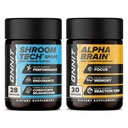 ONNIT Cognitive & Endurance Support Bundle: Alpha Brain Nootropic Capsules (30 Count) + Shroom Tech Sport Exercise Support Capsules (28 Count), IGEN Non-GMO Tested Focus, Energy & Endurance, 2 Pack