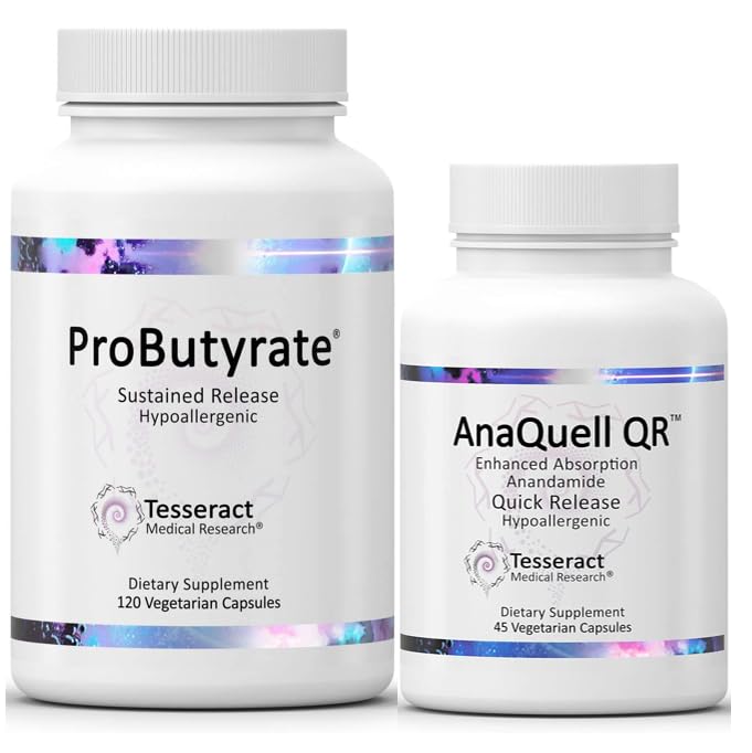 Tesseract Medical Research ProButyrate Gut Health Supplement, Butyric Acid Complex & AnaQuell QR, Stress Relief & Mood Support Supplement