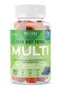 SUKU Teen Boy Multivitamin Gummies – Vitamins A, B12, C, D3, E, Zinc & Biotin – Sugar-Free Vegetarian Supplement for Energy, Growth, Immune & Bone Health – Grape Flavor – 60 Count