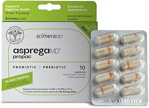 ScimeraMD® Asprega ProPac Probiotics and Prebiotics Supplement for Digestive Health and Immune System Support, 35 Billion CFUs, 10 CT