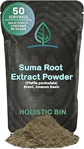 Holistic Bin Wild Harvested Root Ginseng Powder – Brazilian Suma Root Ginseng for Tea & Smoothies – Adaptogen Extract – Non GMO – 50 Grams