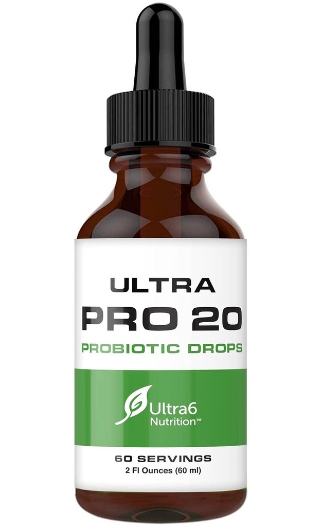 Ultra6 Nutrition Probiotics for Women, Men and Kids - 20 Strain Liquid Probiotic Supplement for Digestive & Gut Health