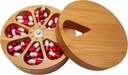 fashciaga Bamboo Wood Daily Weekly Vitamin Medicine Pill Organizer Case Box,Kitchen Salt Spice Cellar Containers,Earring Ring Jewelry Storage Decorative Box (Large)