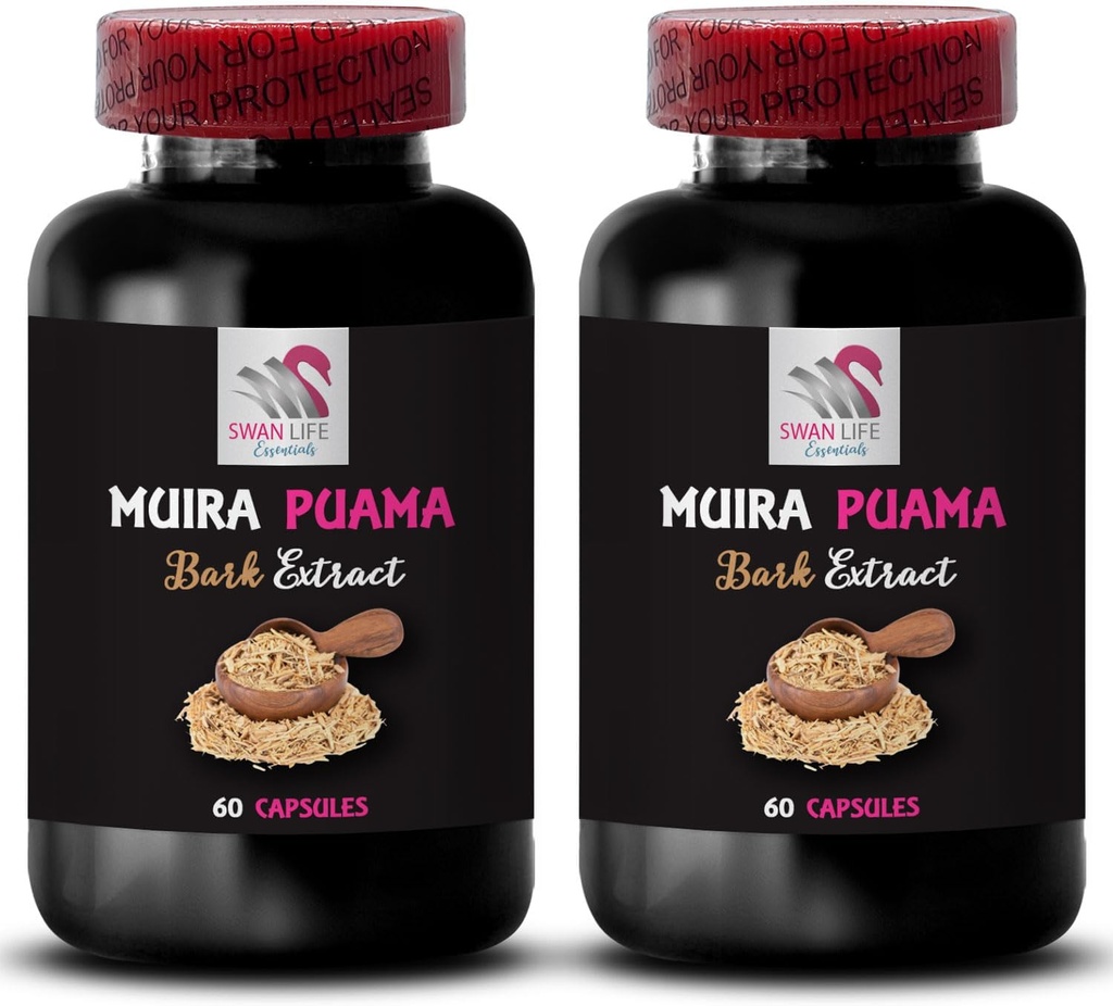 Energy Flow - MUIRA PUAMA BARK EXTRACT - Vital Energy, Energy Lift, Mindset Support, Sustainable Energy, Balanced Boost Blend, Energy Rebalance, Routine Support 2 Bottles 120 Capsules