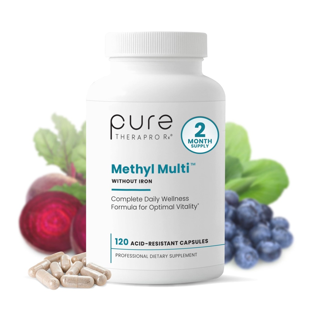 Pure Therapro Rx Methylated Multivitamin for Men and Women | Made in USA | Methyl Multi Without Iron Methyl B12 & Methylfolate | 120 Capsules, 2-Month Supply