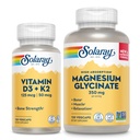 SOLARAY Vitamin D3 K2 and Magnesium Glycinate - Bone Health Bundle - Calcium Absorption, Nerve, Heart and Immune Support w/ 5000 IU Vitamin D, 350mg Chelated Magnesium, 60-Day Guarantee, 120ct/120ct