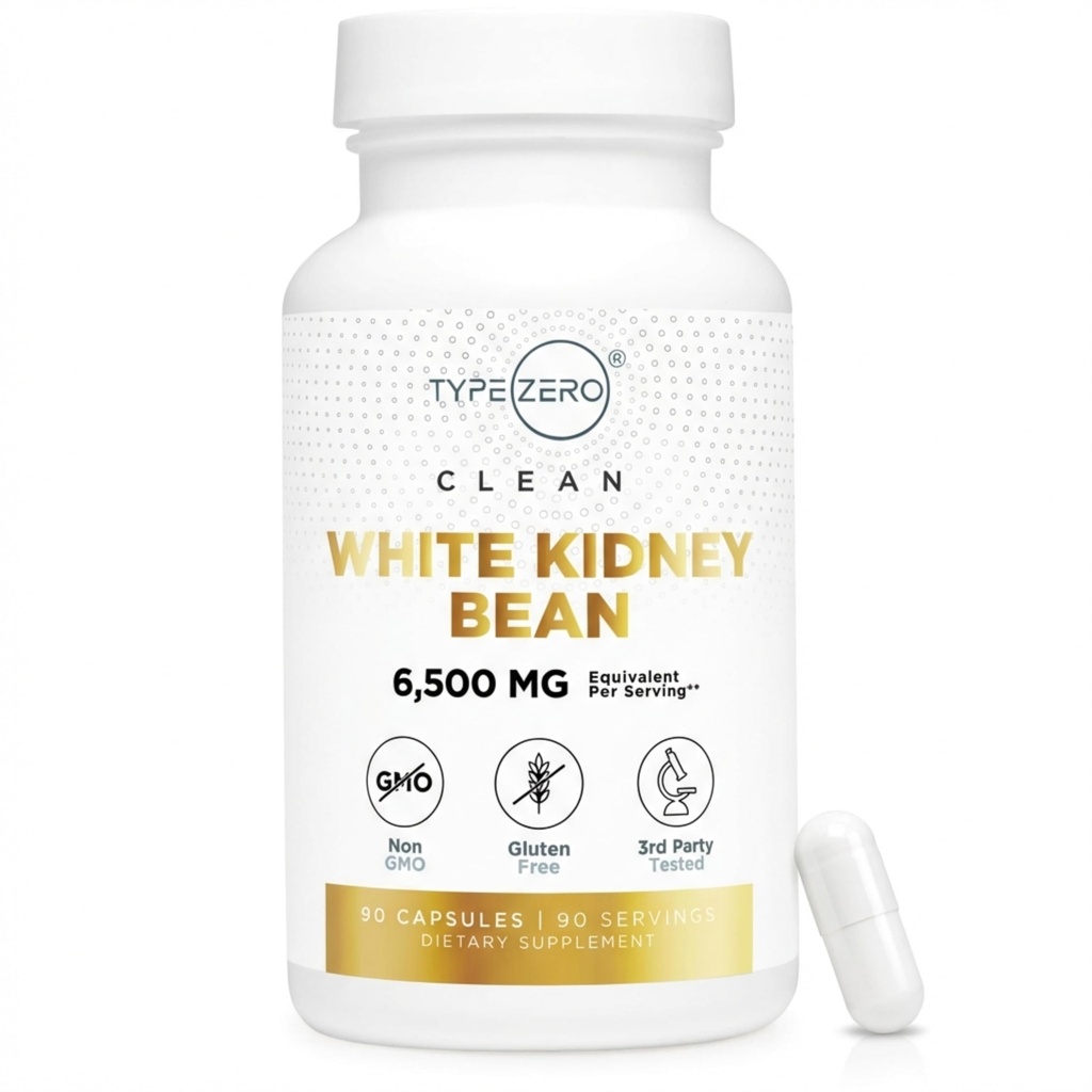 Type Zero Clean White Kidney Bean Extract 90 Capsules for 90 Servings Per Bottle - Non-GMO, Gluten Free