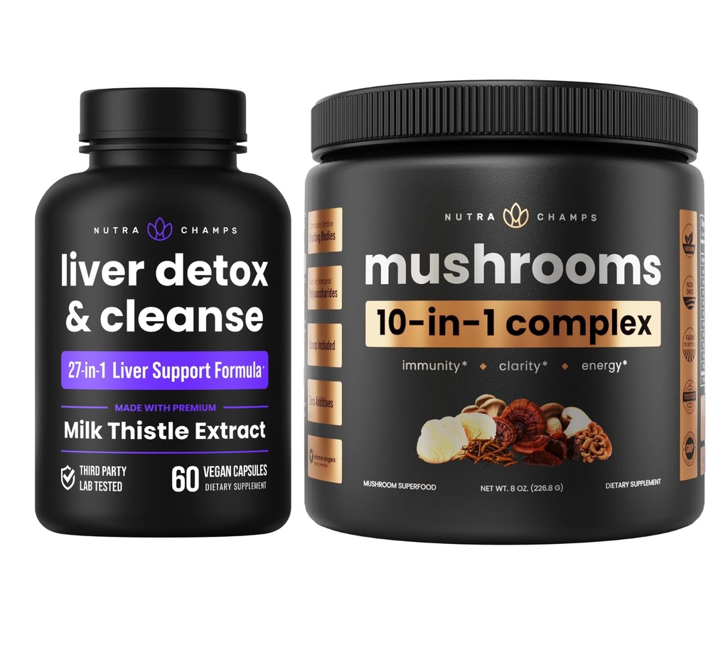 Liver Detox & Mushroom Powder - Cognition, Detox & Immunity Bundle