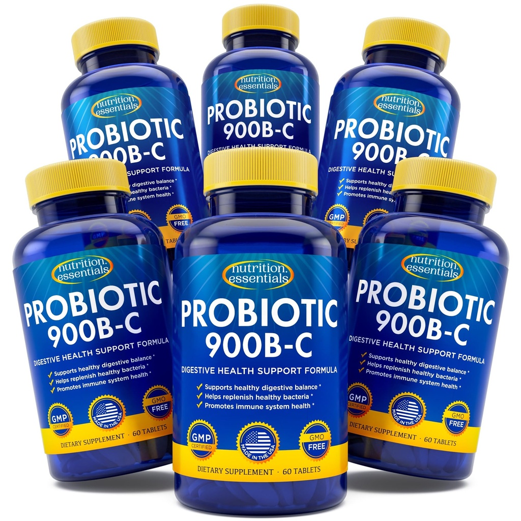 Probiotics for Women and Men with Natural Lactase Enzyme & Prebiotic Fiber for Digestive Health - 80percent + Stronger Supplement for Gut Health Support - 6 Count of 60 Tablets