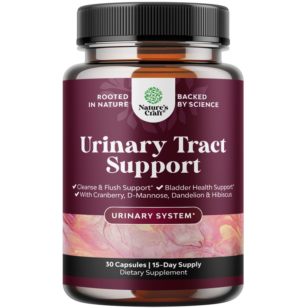 D Mannose Capsules for Urinary Tract Health - High Potency D-Mannose with Cranberry Juice Powder & Dandelion for Urinary Tract Health for Women Fast Acting Super Concentrated Cranberry - 30 Count