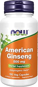 NOW Foods American Ginseng, 100 Capsules, 500 mg (Pack of 3)
