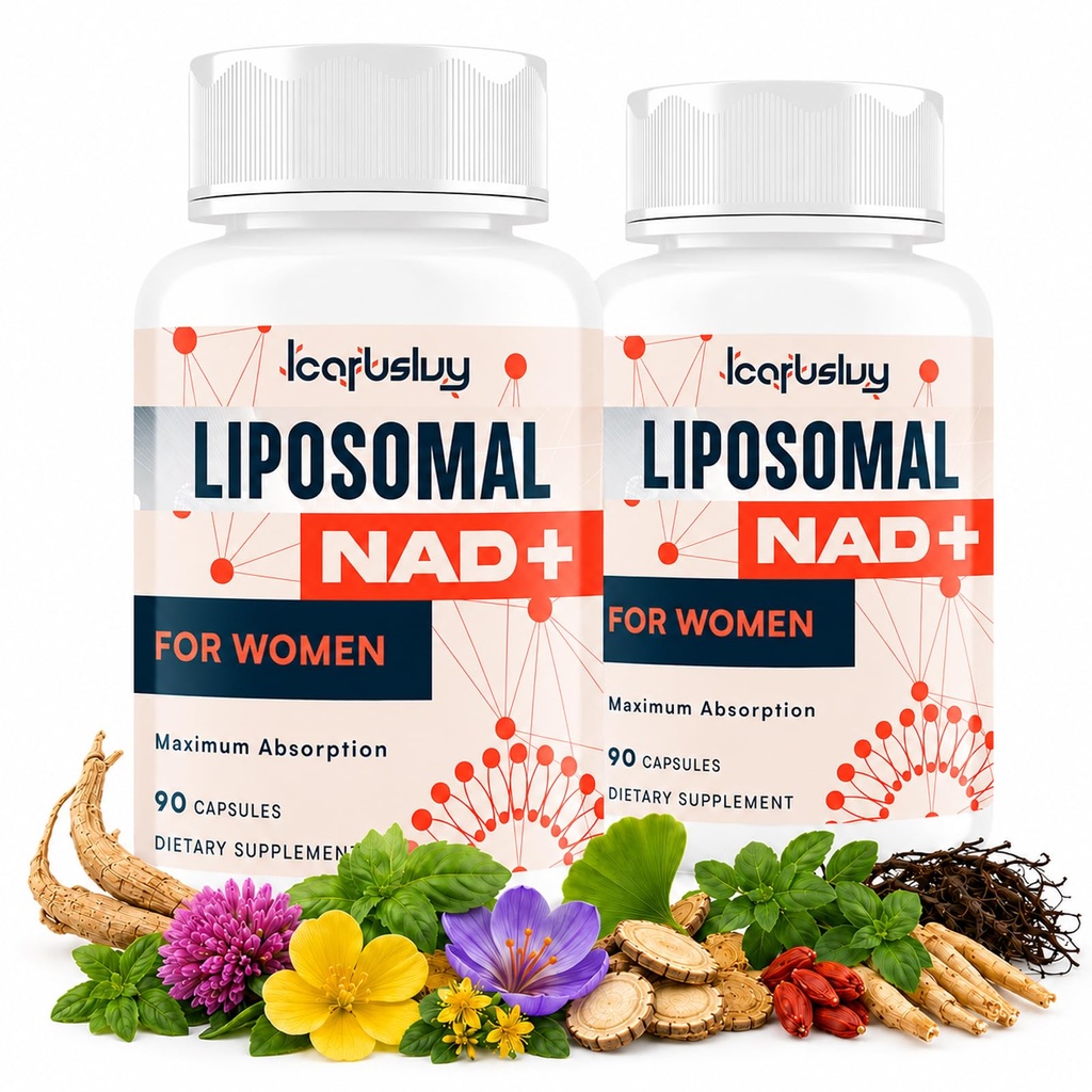 IcarusIvy 2000MG NAD Supplements for Women, NMN Alternative, Female Liposomal NAD+, with Ashwagandha, Berberine HCL, Ginkgo Biloba & Black Cohosh, Women Focused Formula, 180 Capsules