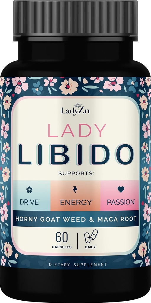 Lady Libido Supplement for Women Support Mood, Drive & Energy, with Hornygoatweed & Maca Root | Female Libido Booster for Women | Hormone Balance Pills to Relieve Stress & Reduce Dryness - 60 Capsules
