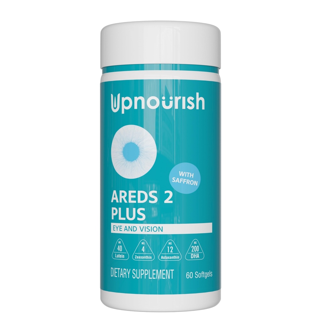 UpNourish AREDS 2 Eye Vitamins for Seniors - Lutein Eye Health Supplement for Adults - Computer Eye Strain Relief, Ocular Health and Dry Eye Support - Vision & Eye Supplements for Women and Men