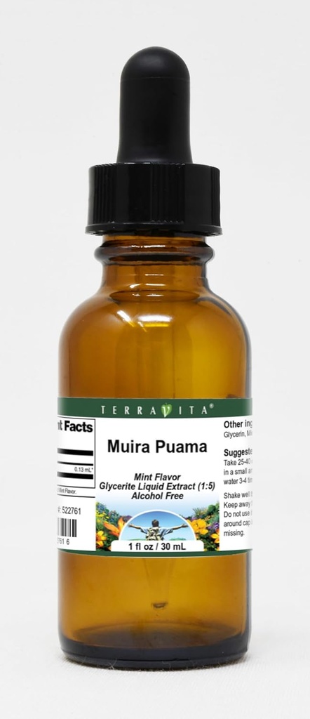 Terravita Muira Puama Glycerite Liquid Extract (1:5) - Mint Flavored (1 oz, ZIN: 522761) - 3 Pack