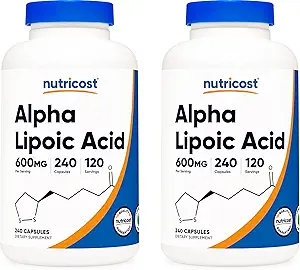 Nutricost Alpha Lipoic Acid 600mg, 240 Vegetarian Capsules - Gluten Free, Soy Free & Non-GMO, 120 Servings (2 Bottles)