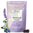Winged Wellness Sleepyhead Natural Sleep Gummies for Women - Sleep Support Aid for Adults with 3mg Melatonin, L-Theanine, 5-HTP - Natural Gummy Supplement - Blueberry Lavender, 14 Vegan Gummies