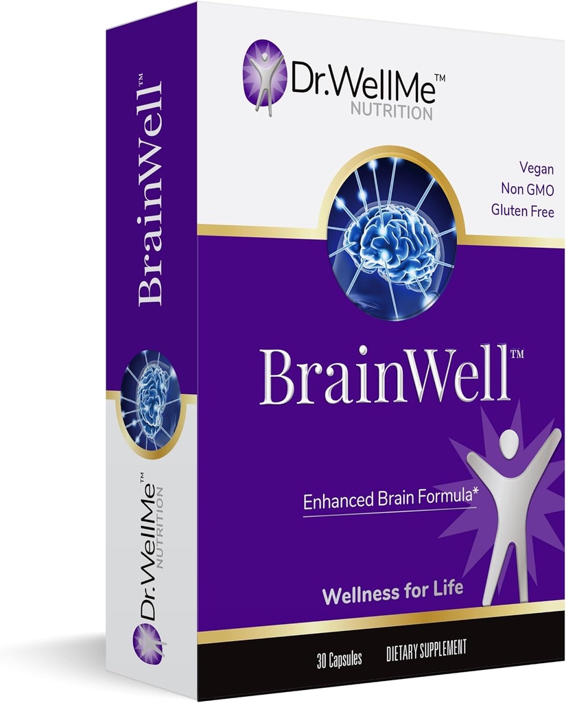 Dr.WellMe- Nootropic Brain Booster Supplement with Turmeric & Ginkgo Biloba for Men & Women – L-Theanine, Vitamin D3 to Enhance Memory, Focus & Cognitive Health – Vegan Capsules (30 Count)