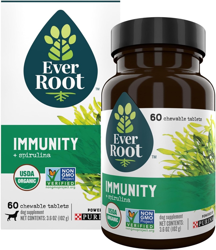 EverRoot Dog Supplements Powered by Purina Immunity Chewable Tablet with Spirulina and Antioxidants - 3.6 oz. Canister