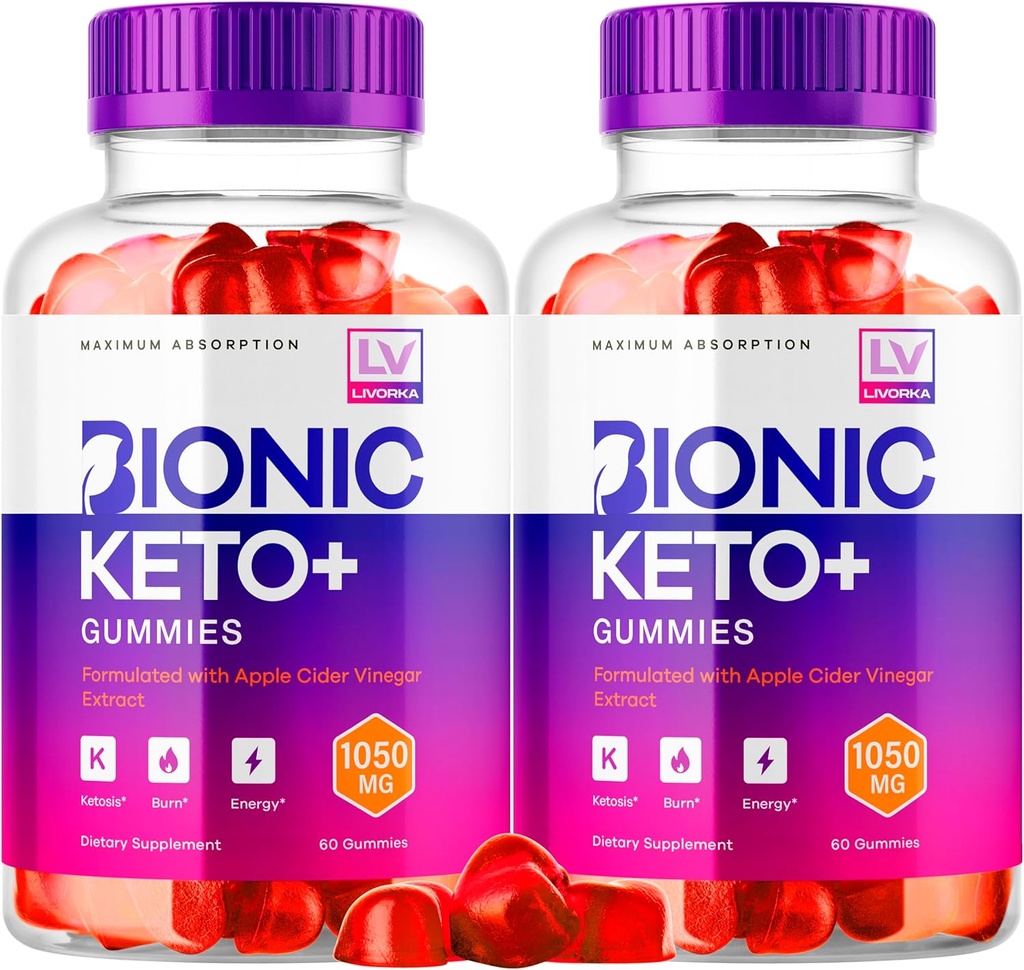 LIVORKA 2 Pack - Bionic Keto ACV Gummies, Vionic Keto Plus, Bionic Keto Plus Gummies, Keto Bionic Gummies, Bionic Keto ACV 1050MG, 60 Gummies Per Bottle for 60 Days