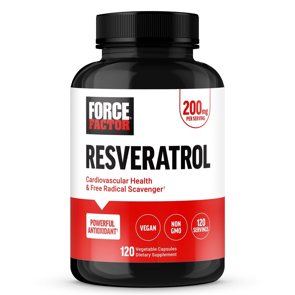 Force Factor Resveratrol Supplement to Support Heart Health, Antioxidants Supplement and Free Radical Scavenger Made with Japanese Knotweed, Vegan, Non-GMO, 120 Vegetable Capsules