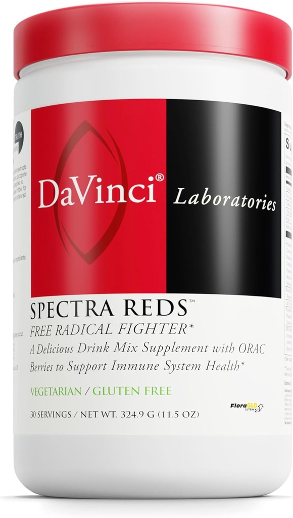 DAVINCI Labs Spectra Reds - Drink Mix Supplement for Antioxidant Health* - Immune & Liver Health Aid with Grape Seed Extract* - Powder Supplement Supports Eye & Heart Health* - 30 Servings (324.9 g)