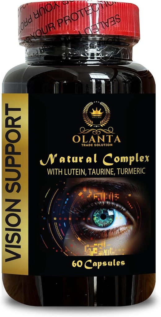 lutein complex - VISION SUPPORT NATURAL COMPLEX - vision supplements organic, Eye Vitamin & Mineral Supplement, taurine supplements humans, milk thistle extract - 1 Bottle 60 Capsules