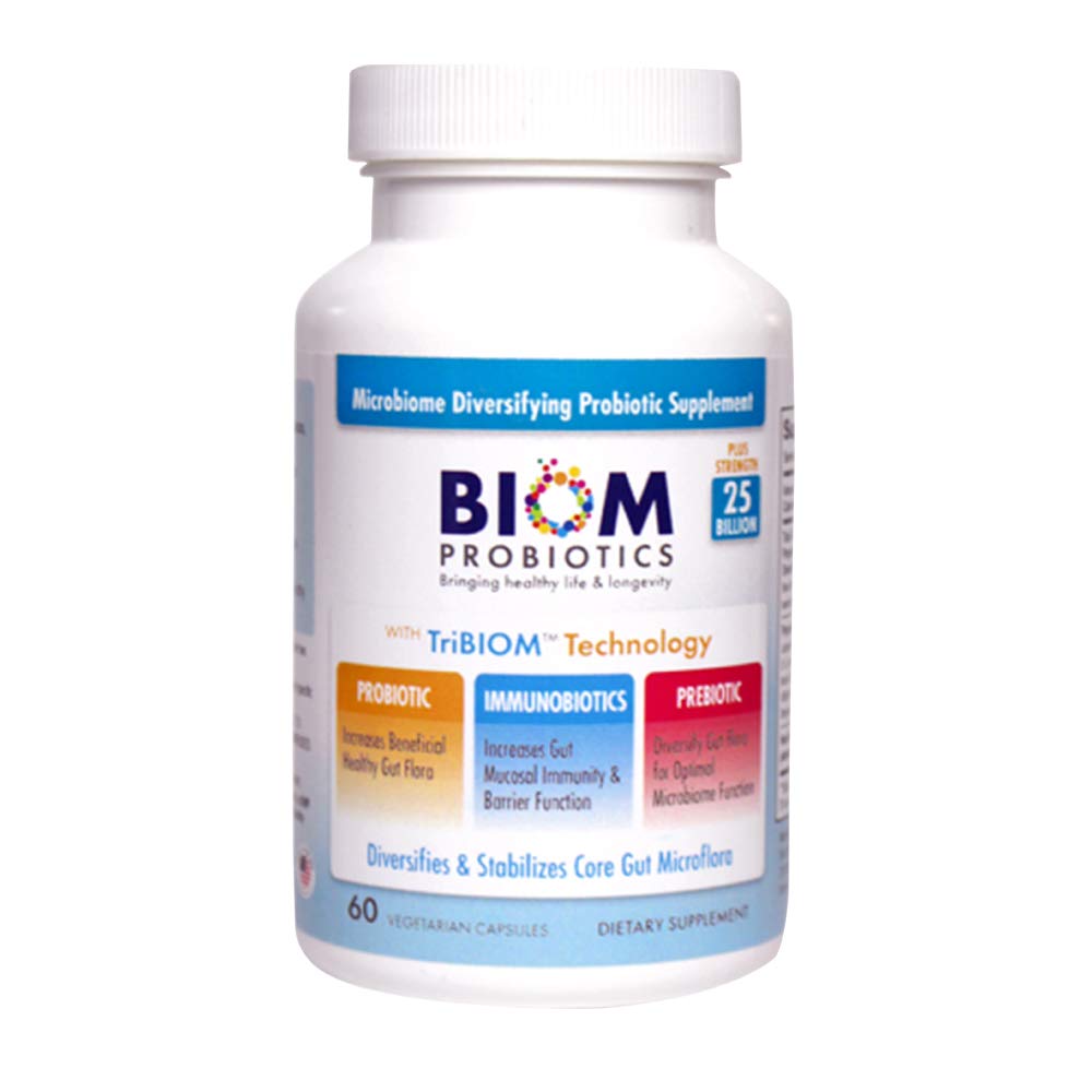 Biom Probiotics 3-in-1 Formula (Cold Shipped) with- 25 Billion Flora Probiotics, Prebiotics and Immunobiotics for Better Immune Support - Diversifies Gut Microflora and Microbiome - for Men & Women