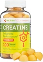 Creatine Monohydrate Gummies for Men and Women (100 Count, Large Bottle Size, 5,000 mg) Natural Chew Bulk Size Made in The USA
